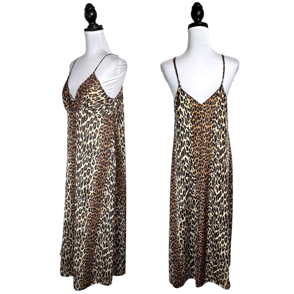 Vintage Vanity Fair Leopard Maxi Slip Dress Size M Nightgown Lingerie Mob Wife - Picture 6 of 16